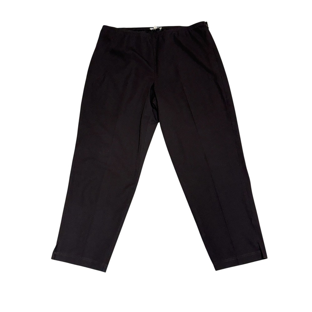 Eileen Fisher Brown Organic Cotton Stretch Side Zip Ankle Slit Pants Large